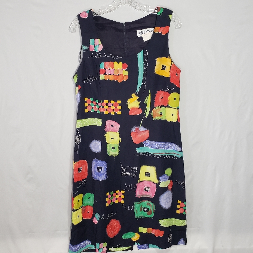 Vintage Jessica Howard abstract print sheath dress